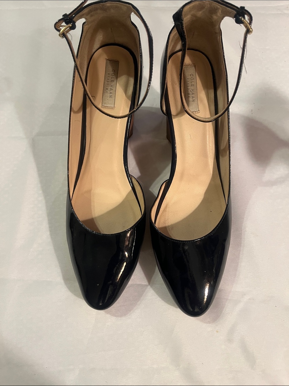 Cole Haan Women's Navy Patent leather Ankle-Strap Pumps Size 9.5 CUTE!